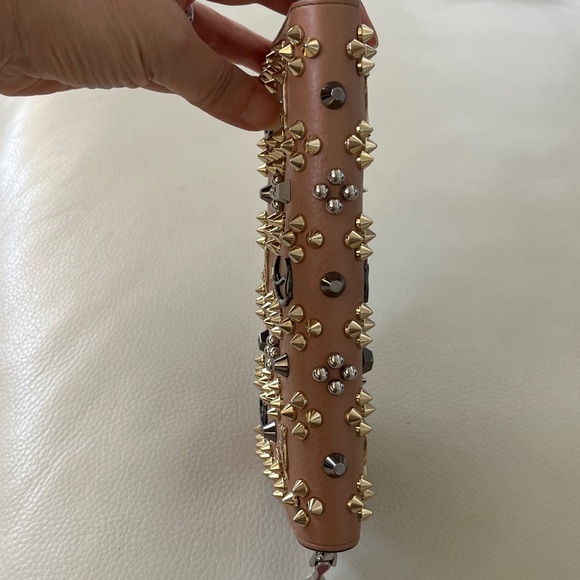 Christian Louboutin Blush Pink Studded Leather Zip-Around Wallet - Picture 6 of 10